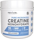 Revival Premium Micronized Creatine Monohydrate - HPLC Tested 100% טהור כיתה - 500g (100 משרתים) - תומך בצמיחה שרירי Lean - מקסימום Absorption - Unflavored - Made in USA & 3rd Party Lab נבדקה