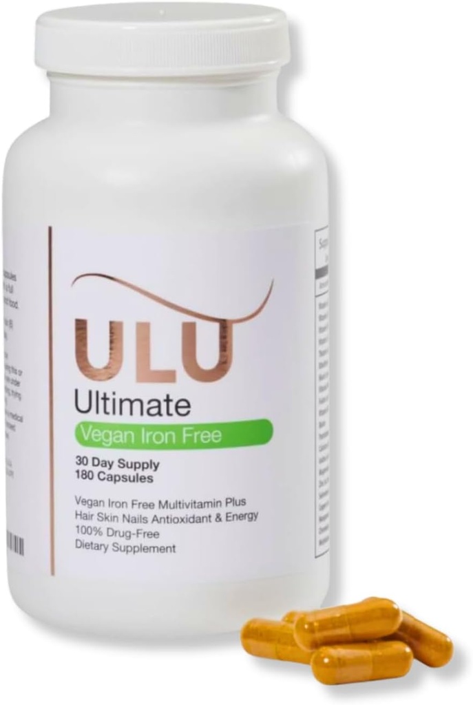Multivitamin: טבעוני, ברזל חינם, מקדם שיער חזק יותר, עור, וציפורים ומשפר אנטי-חמצן ואנרגיה עם Better Sleep & Less Stress - 180 קפסולות (30 ימים אספקה)