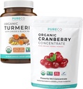 אבקת Turmeric & Cranberry (3-Month Supply) ברי Turmeric Band Bundle של כורכום טורקימי אורגני עם Black Pepper & הג'ינג'ר (120 Caps) & Organic Cranberry Concentrate אבקת לחלץ סקוטי (100op)
