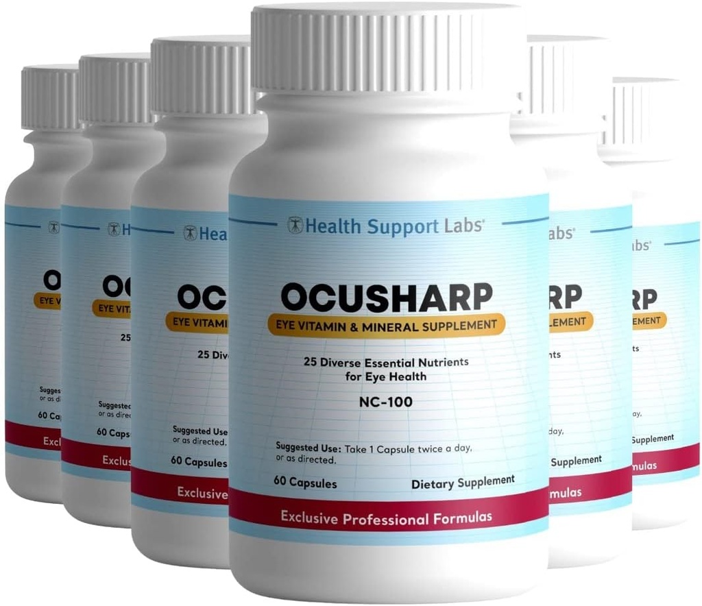 Ocusharp Vision Health Formula with Zeaxanthin, Lutein, Bilberry Exrtract, Eyebright & More - תוסף ויטמין עיניים, 60 קפסולות (6)
