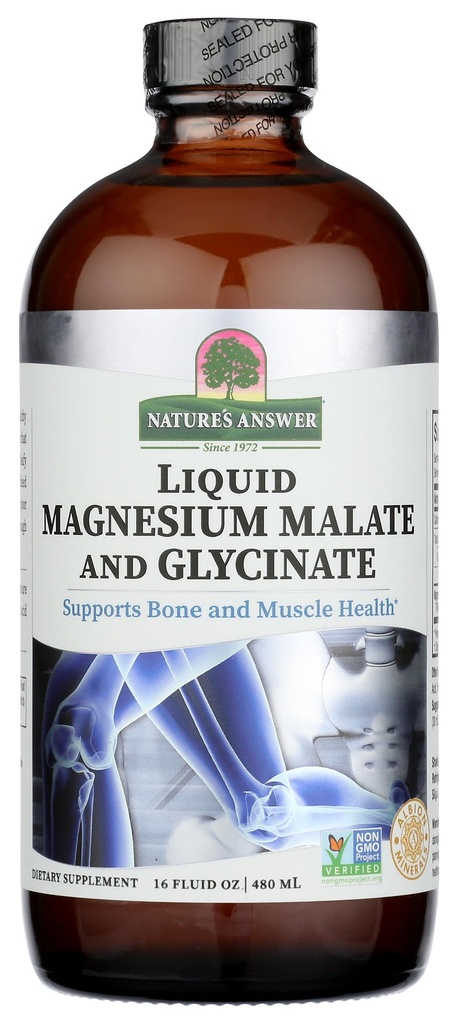 Magnesium Glycinate & Magnesium Malate נוזל - 16 Oz Magnesium Concentrate - טבעוני & Gluten-Free - Bone, השרירים, ו- Cardiovascular Support - מתאים לכל