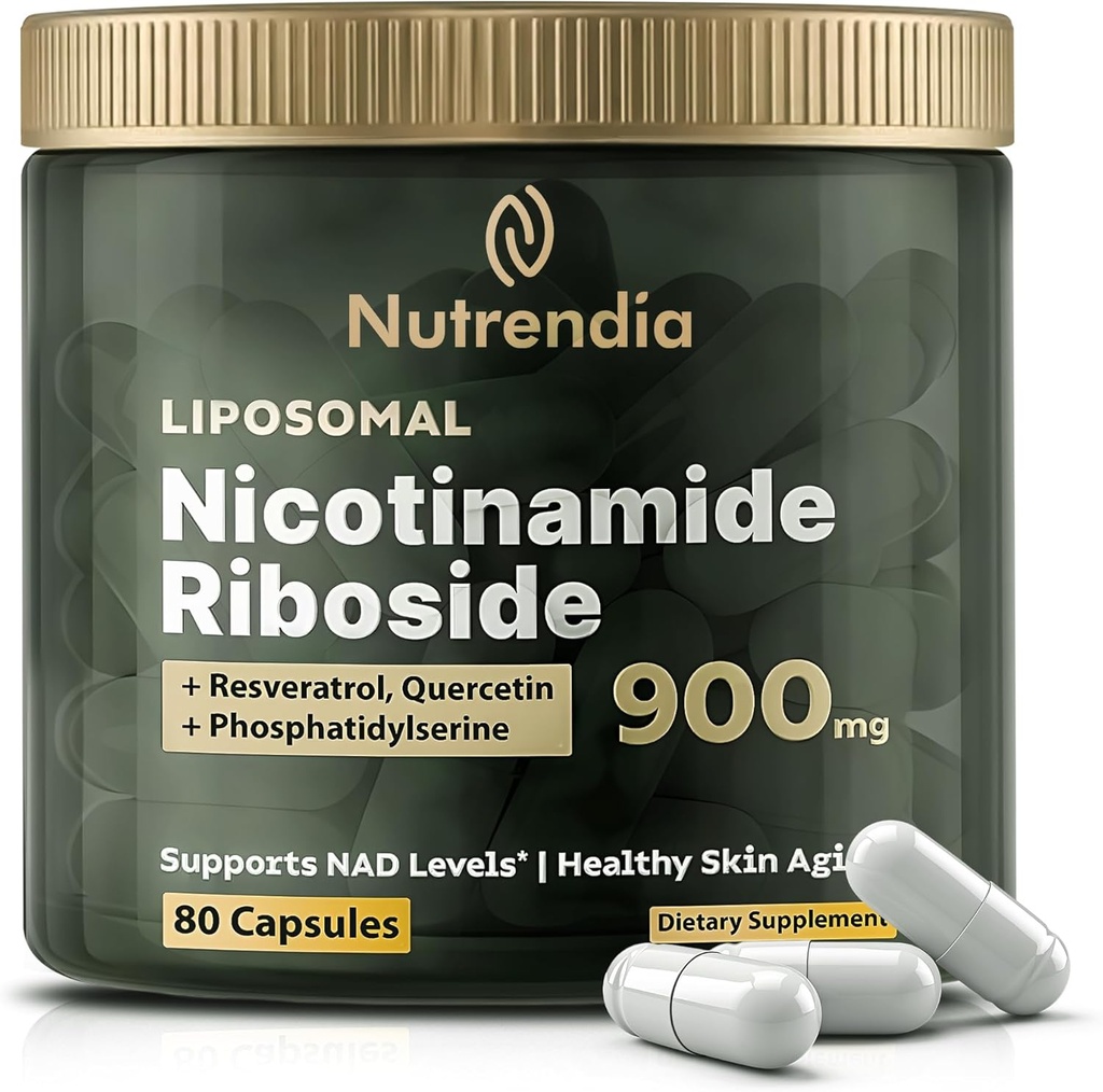 NAD+ Liposomal Nicotinamide Riboside עם Resveratrol & Quercetin NAD+ - תוספת Premium עבור Anti-Aging, אנרגיה מוגברת, שיפור להתמקד, תמיכה סלולרית - 80 קפסולות גבוהה-900 מ"ג