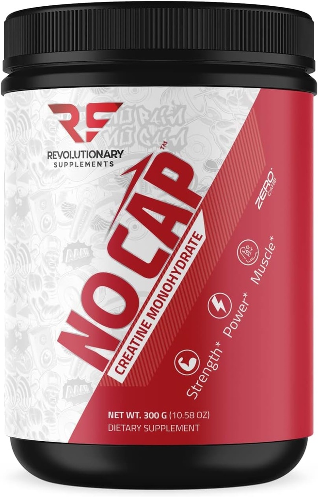 תוספי המהפכה No Cap Creatine Monohydrate אבקה - 5 מ"ג ל- Scoop, 60 משרתים - Unflavored, growth growth growth, Boost Performance - 100% טהור, בטוח ויעיל