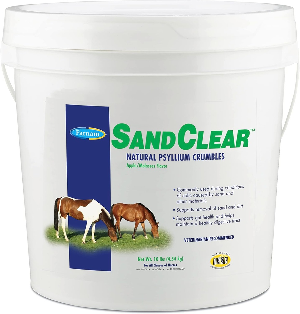 Farnam SandClear Psyllium Crumbles תוסף עבור סוסים, מסייע להסיר את החול מ-Colle & Supports Digestive Health, Apple /Molass Flavor, 10 lbs.