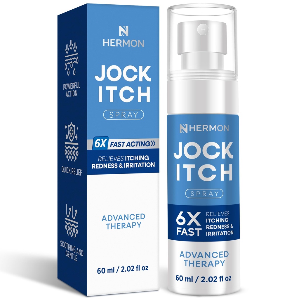Hermon Jock Itch Spray for Men: Powerful Treatment for Jock Itch - תוספת כוח Spray לספק Soothing - 2.02 Fl Oz (Pack of 1)