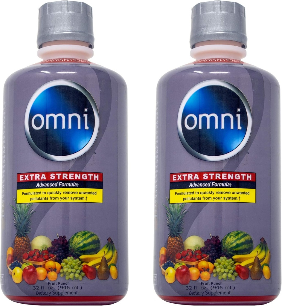 Wellgenix Omni ניקוי משקאות, תוספת כוח גוף Detox, Herbal ניקויse Detox נוזל. Flush המערכת שלך, פירות Punch Flavor, 32 Fl Oz, Premium Detox תמיכה (2 Pack)
