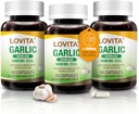 Lovita Odorless Garlic כמוסות, 5000 מ"ג טרי Garlic Equivalent, 1.25% Allicin Extract, תומך הלב, לחץ דם, כולסטרול מערכת החיסון, Non-GMO, Gluten-Free, 180 קפסולות טבעוניות טבעוניות
