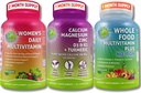 טבעוני Multivitamins & Calcium - Whole Food Multivitamin עם Iron + Women's Daily Multivitamin עם Iron + Plant-based Calcium, Magnesium, Zinc, D3, K2 & Turmeric - אנרגיה, העצם & Immune תמיכה תמיכה תמיכה תמיכה
