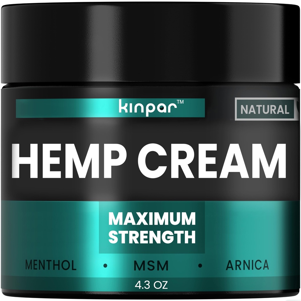 קרם קנבוס טבעי עם Turmeric, גב'ם, Arnica - Hemp Cream כוח מקסימלי עבור discomfort בגב, HIPS, Joints, Knees, Elbows - תמיכה משותפת מקסימלית עם שמן קנבוס גל - 4 oz oz