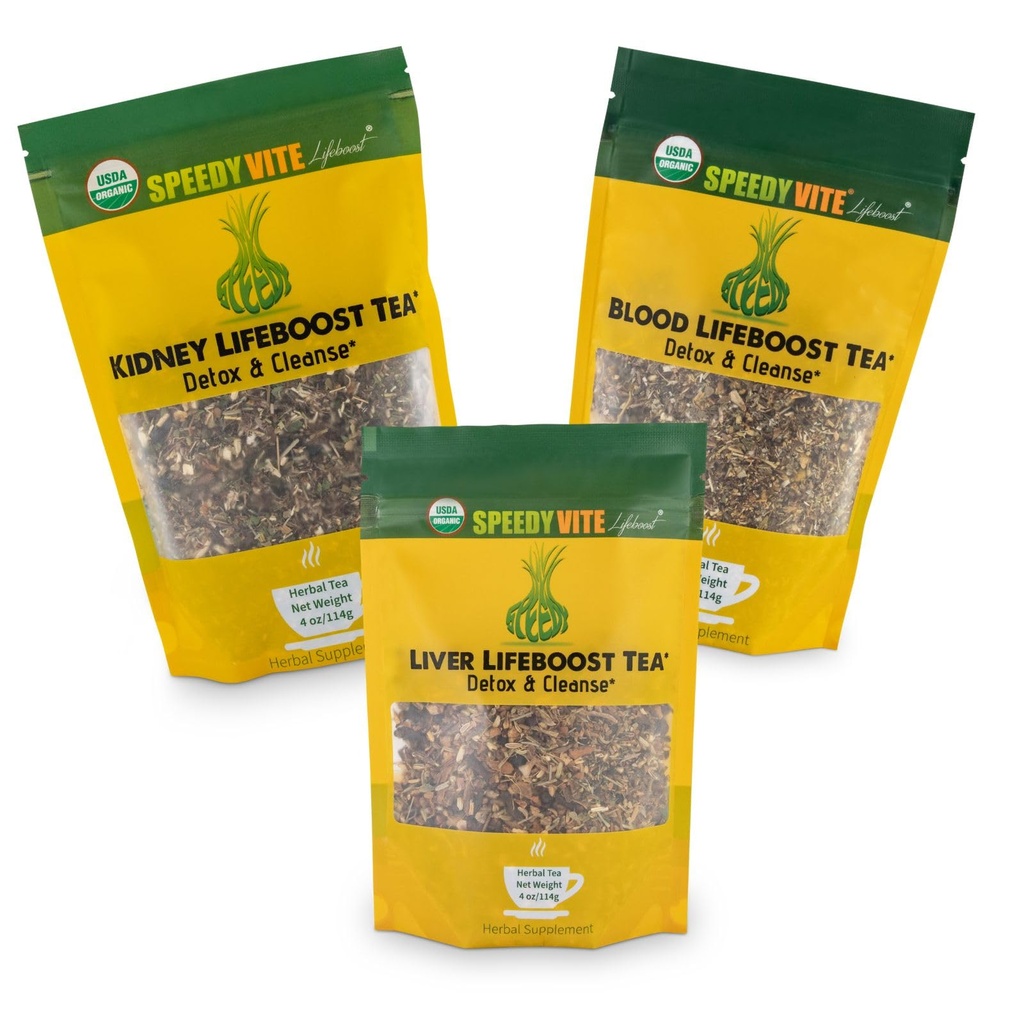 Speedyvite Tea Total Detox & ניקוי Combo: Blood Cleansing Tea 4oz + Kidney Bladder Tea 4oz + Liver Detox תה 4oz טבעי תוסף צמחי