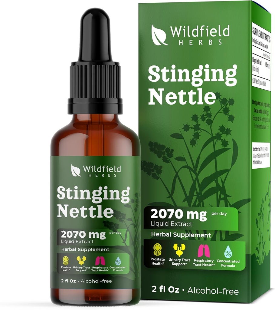 Sting Nettle Root Extracts 2000mg (Urtica dioica L) Herbal תוספת Absorbs טוב יותר מאשר קפסולות, 1 חודש אספקה, 84 משרתים, אלכוהול חינם Tincture - 2 Oz, Pack של 1 1 1 1