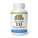 Natural Factors ויטמין D3 2000 IU - תמיכה בריאות העצם & Immune - Plant-based Cholecalciferol - קפסולות צמחוניות - 90 קפסולות (90 משרתים)