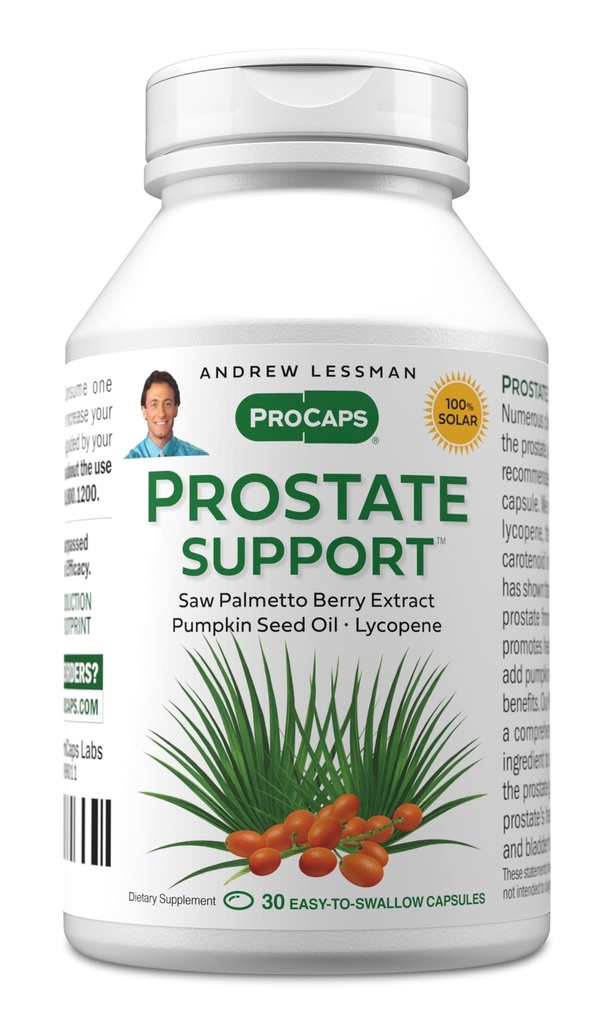 ANDREW LESSMAN Prostate תמיכה תוסף לבריאות האדם, 30 Softgels, No Additives - Saw Palmetto for Men, Pumpkin Seed Oil, Lycopene, אומגה 3 לבריאות הערמונית, Urinary, Bladder Function