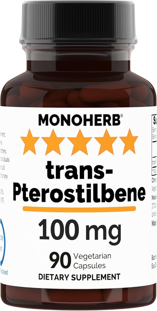 MONOHERB Trans-Pterostilbene 100 מ"ג לקפסולה - 90 קפסולות צמחוניות