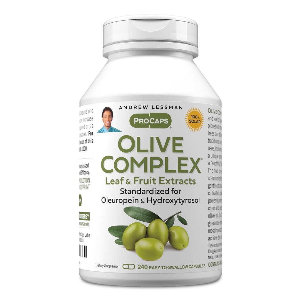 ANDREW LESSMAN מסובכת - 240 קפסולות - Leaf and Fruits. סטנדרטי עבור Oleuropein ו hydroxytyrosol כדי לתמוך Cardiovascular ו Immune בריאות. קל ל-Swallow כמוסות