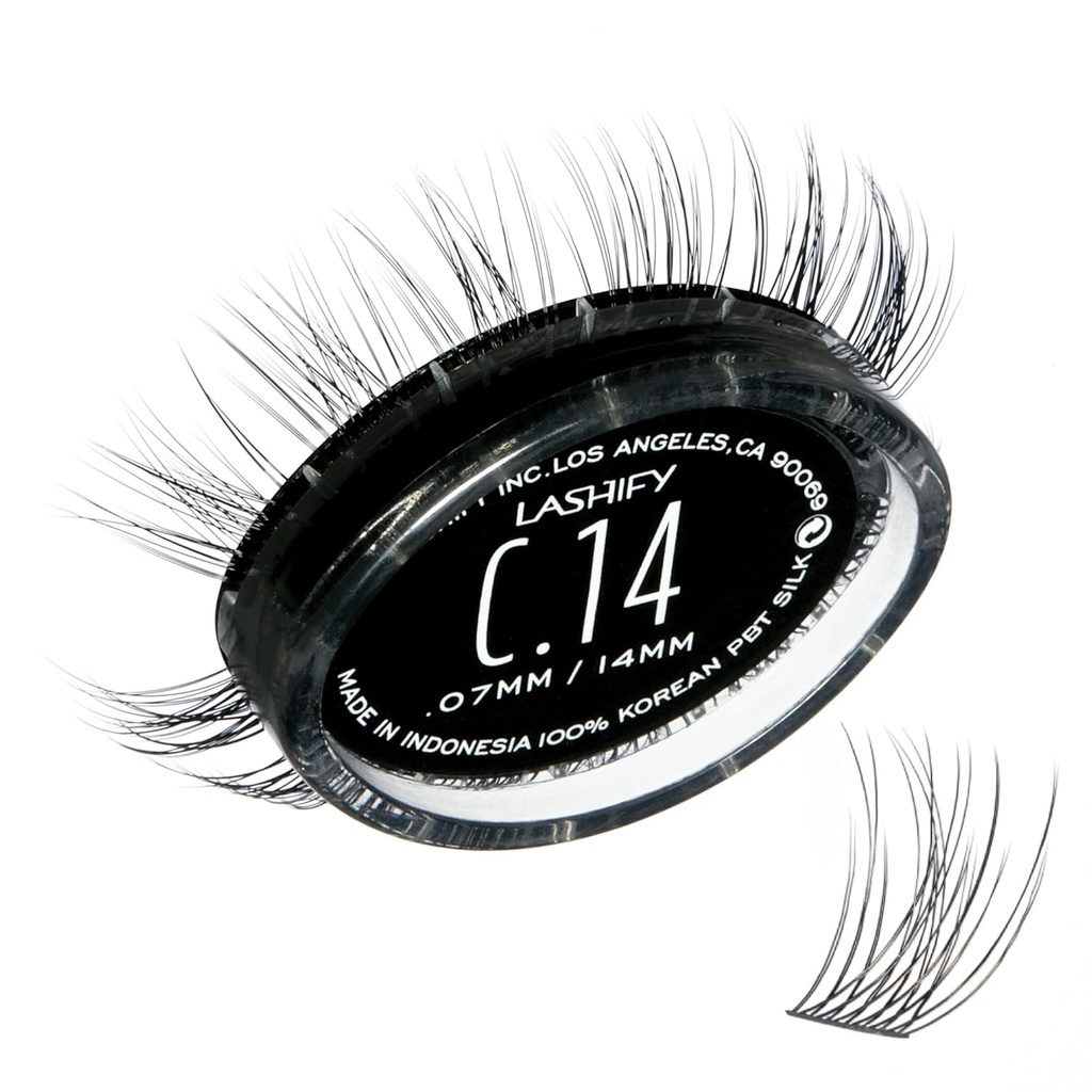 Lashify Curl 14mm Gossamer Eyelashs Refill, Black, Easy False Eyelashes עבור מראה טבעי