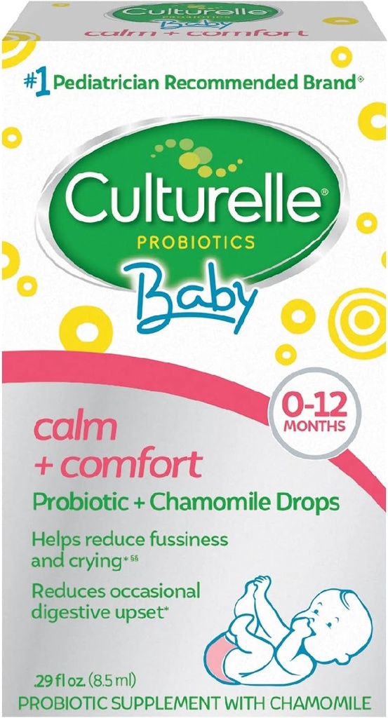 Culturelle Baby Calm + Comfort Probiotics + Chamomile Drops | Helpsפחתת Occasional Baby Digestive Upset, 0.29 oz. טיפות