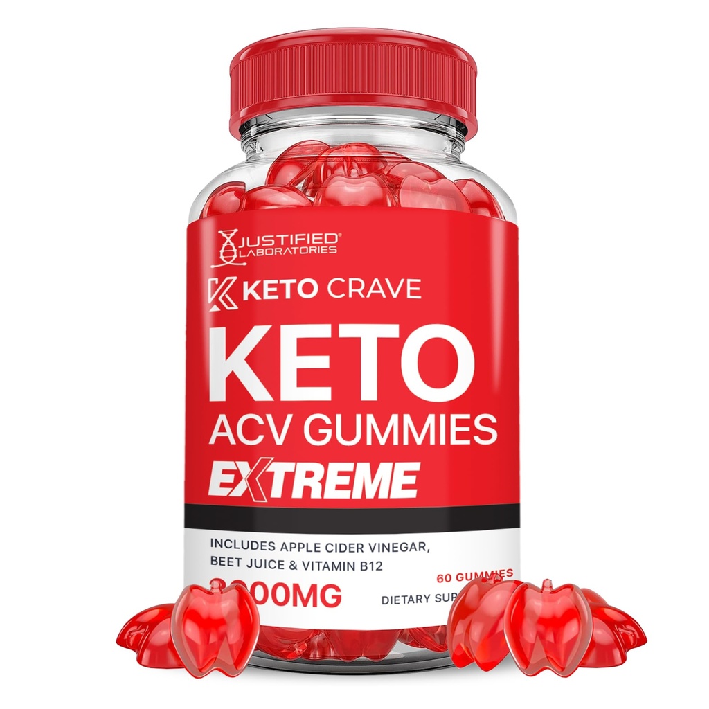 Justified Laboratories Keto Crave Keto ACV Gummies Extreme 2000MG Keto Crave Keto Crave Keto Gummies Advanced Formula Apple Cider Vinegar עם אבקת מיץ Pomegranate B12 טבעוני non GMO 60mys