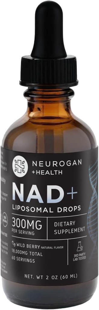Neurogan NAD+ Liposomal Drops - 300 מ"ג פרי המשרת, 18,000 מ"ג סך - טיפות נוזליות - תאים ו Immune תמיכה NAD - Nicotinamide Adenine Dinucleotide עבור נשים וגברים