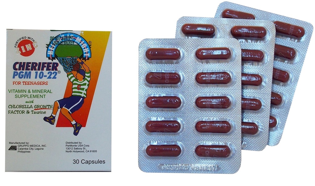ChERIFER כמוסות עם Zinc, Double Chlorella Growth Factor & Turine PGM 10-22 (30 קפסולות)