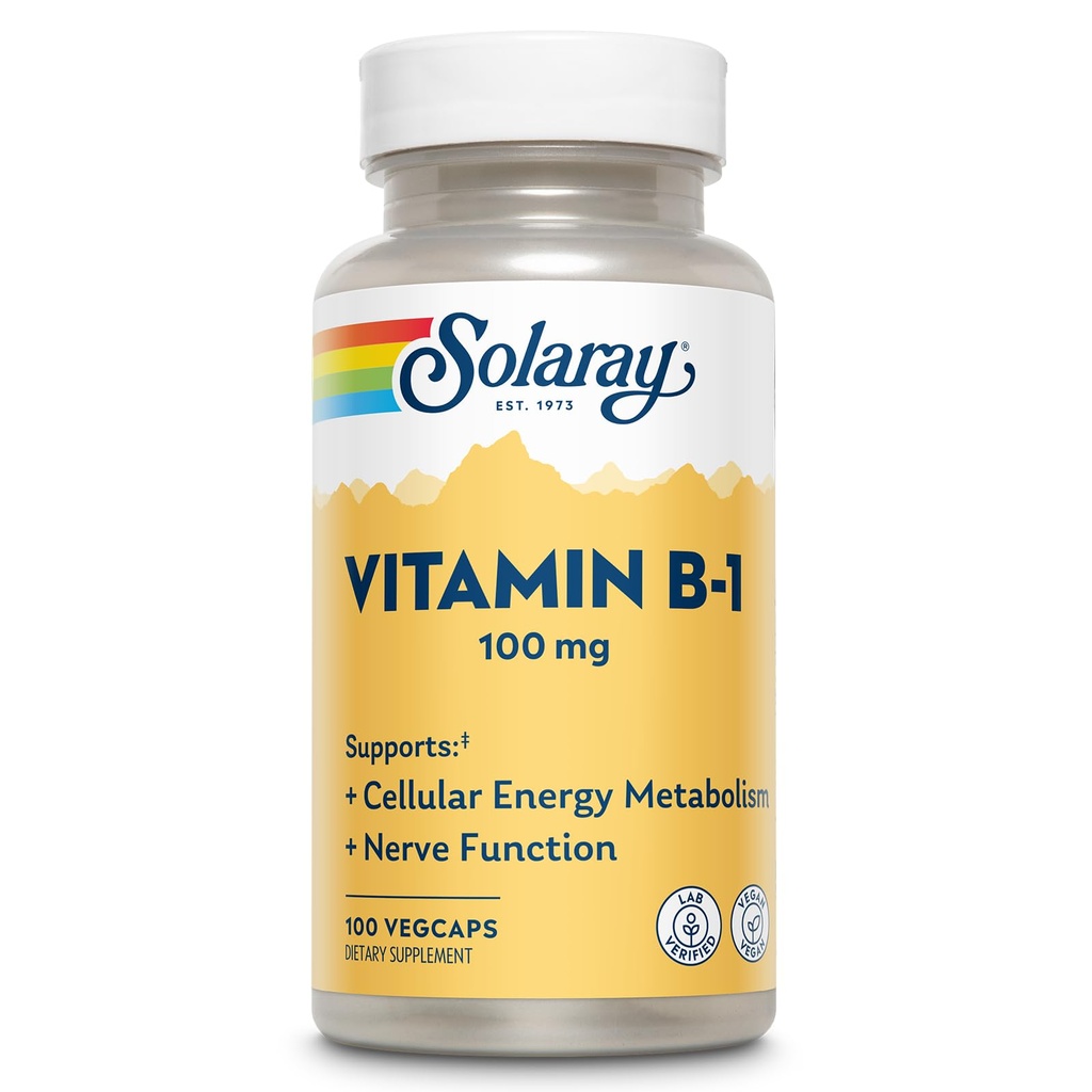 SOLAרי ויטמין B-1 100 מ"ג | אנרגיה בריאה Metabolism, Skin, Brain, Heart & Nervous System Support