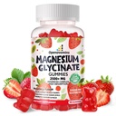 Magnesium Glycinate Gummies 2500mg - סוכר חינם Magnesium Potassium תוספת עם ויטמין D, B6, CoQ10 עבור Calm Mood & Sleep Support - 90 Strawberry חניכיים