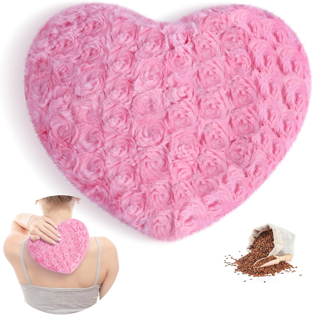 Atsuwell Heating מיקרוגל פא, Multipurpose חם Moist Heat Pillow, Fluffy Microwavable Heat Pad for Cramps, Joints, Neck, Moist Heat Compress for Soothing השרירים לחץ ורגיעה, ורוד