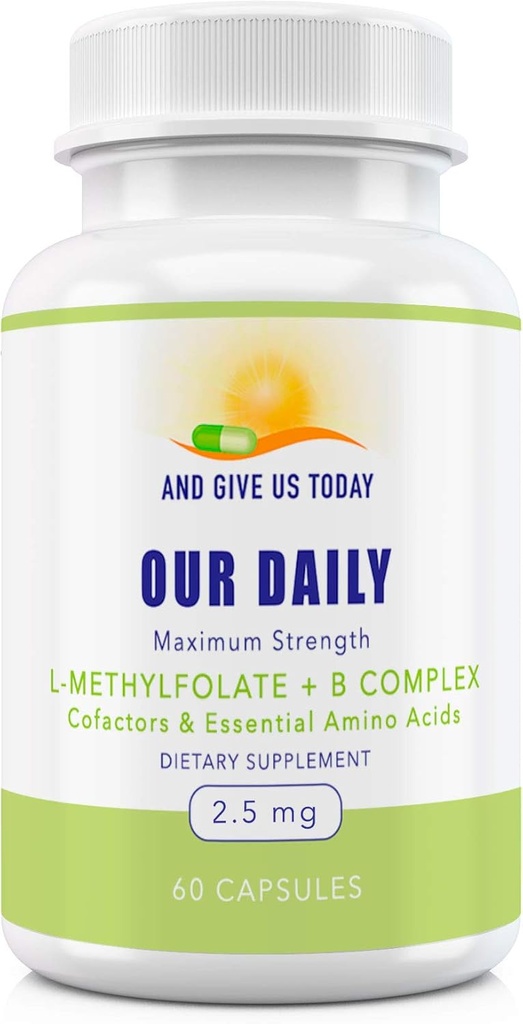 The Daily Vites L-Methylfolate B Complex Cofactors & Essential Amino Acids (2.5 מ"ג) - Active Folate, Methylated B12 Methylcobalamin, B6 ו- Glycine - 60 הרוזן