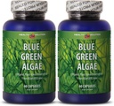 הכרזות ירוקות כחולות - BLUE GREEN ALGAE 500MG של קלאמה לייק - תוספי תזונה נוגדי חמצון, ספירולינה גלולות כוח נוסף, גלולות אנרגיה עבור נשים דחיפה חיסונית - 2 Bot 120 קפסולות