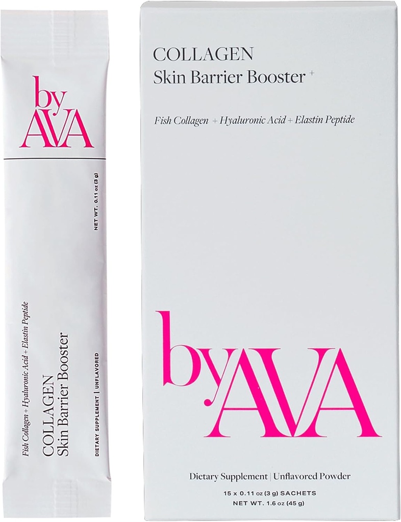 על ידיAVA Marine Collagen אבקת Skin Barrier Booster | Unflavored Fish Collagen Peptides עם Elastin, Hyaluronic Acid, Biotin & ויטמין C | 15 נסיעות Stick Packets
