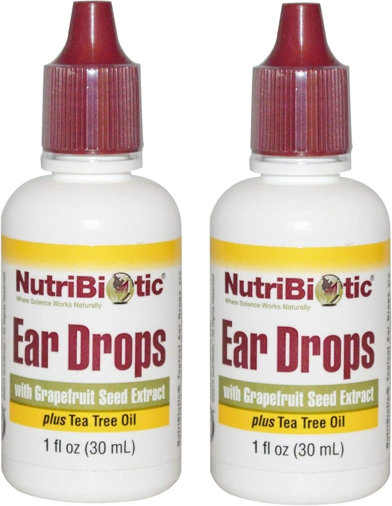 אוזן תזונתית טיפות עם Grapeפירות Seed Extractd Extractd ו שמן עץ תה (Pack of 2), 1 Oz כל אחד