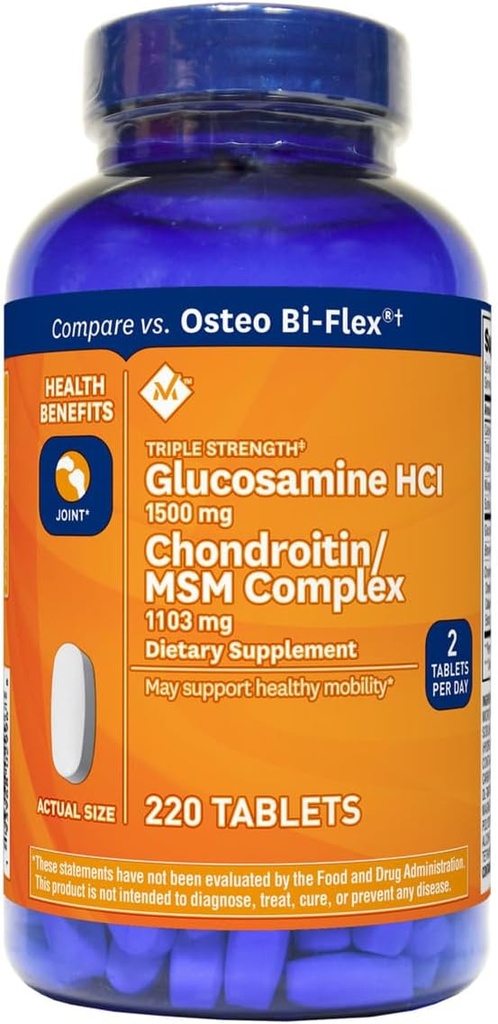 Mark's Mark Triple Strength Glucosamine 1500mg & Chondroitin MSM 1288mg Tablet (1 בקבוק (220 טבליות)