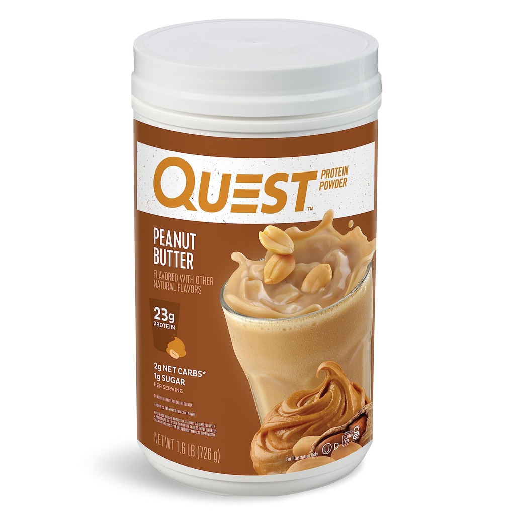 Quest Nutrition Peanut Butter חלבון אבקת חלבון, 23g חלבון, 1g Sugar, Low Carb, Gluten Free, 1.6 פאונד, 23 משרתים