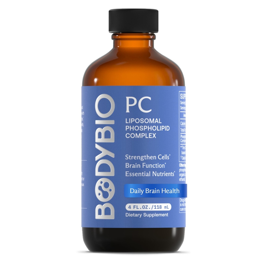 PC BodyBio - Phosphatidylcholine לבריאות המוח, בהירות נפשית, פונקציונליות קוגניטיבית, תיקון סלולרי והזדקנות בריאה, תרכובת Phospholipid עבור Gentle Daily Detox