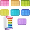 7 Piece Set Pill Productionser 6 Times a Day, Weekly Pill Case, Pill Organer with Labels, Travel Pill Dispenser 7 Day with 42 Copartments for Medicine/Vitamin/Fish Oil/Supplements - צבעי קשת