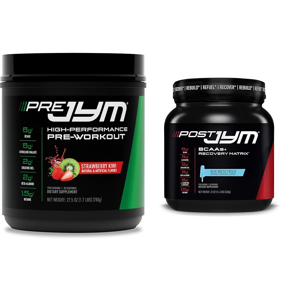 JYM תוסף Science Pre JYM 30 משרתים - Strawberry Ky & Post-Workout עם BCAA, Glutamine, Creatine HCL, Beta-Alanine ועוד, Blue Arctic Freeze, 30 משרתים, 22 Oz Ozz, 22 Ozztamine, קריטין HCL, קריטין HCL, Beta-Alanine ועוד, Blue Arctic Freeze, 30 משרתים, 22