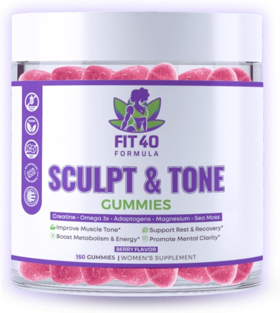Sculpt & Tone Gummies for Women 40+ | Creatine, Magnesium, Tart Cherry & Sea Mosss