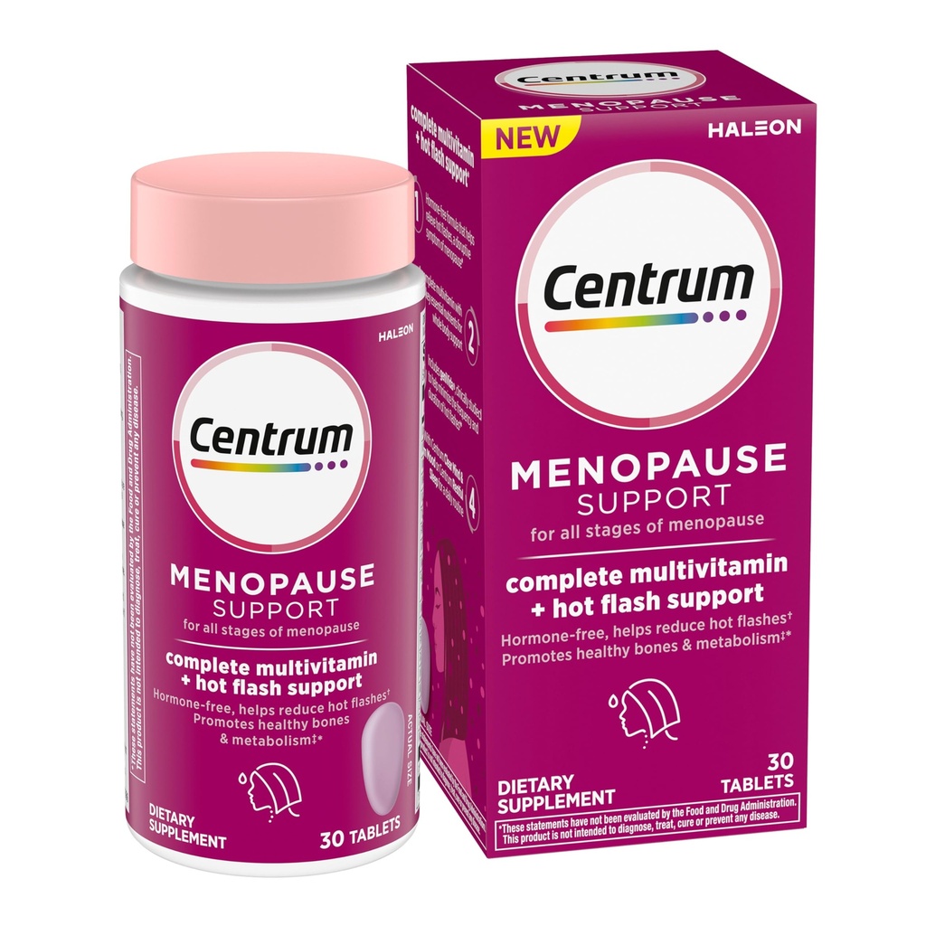 תוסף Multivitamin מלא + Hot Flash Support Menopause Tablets תמיכה, עם קלינית למד geniVida, 30 Count Count