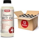 Jarrow Formulas Organic MCT שמן - 16 fl oz - דלק מהיר למוח ולשרירים - Caprylic (C8) + Capric Acid (C10) - תוסף דיאט ידידותי Ketogenic - Unflavored (Pack של 12)