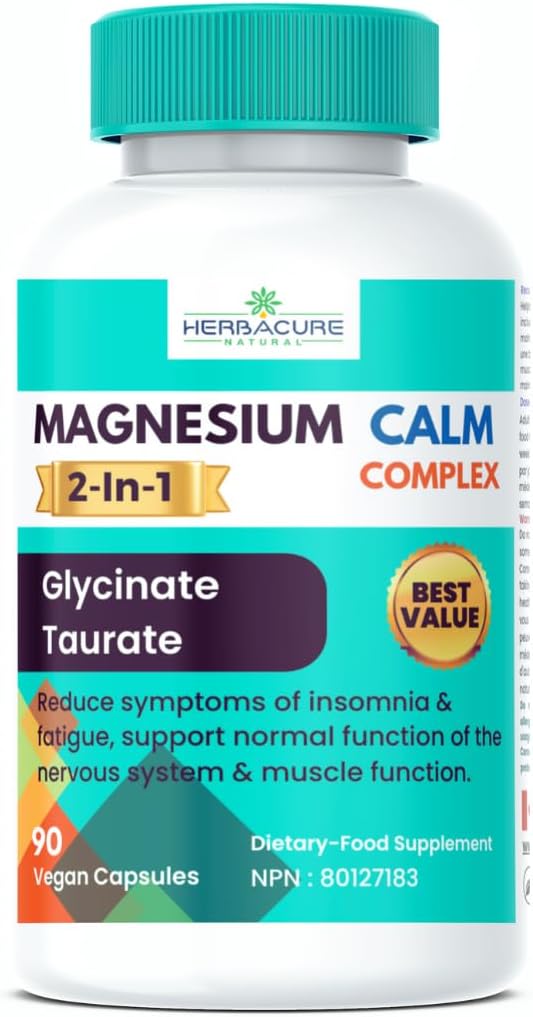 Magnesium CALM מורכב 2 ב 1 Glycinate ו Turate 90 יחידות ארה"ב מקורם מרכיבים חדשים רק 2024