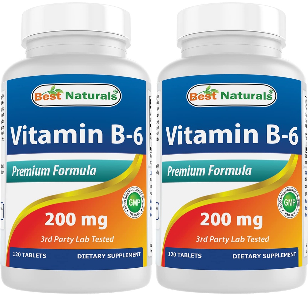 Best Naturals ויטמין B6 200 מ"ג למבוגרים, 120 טבליות (120 Count)