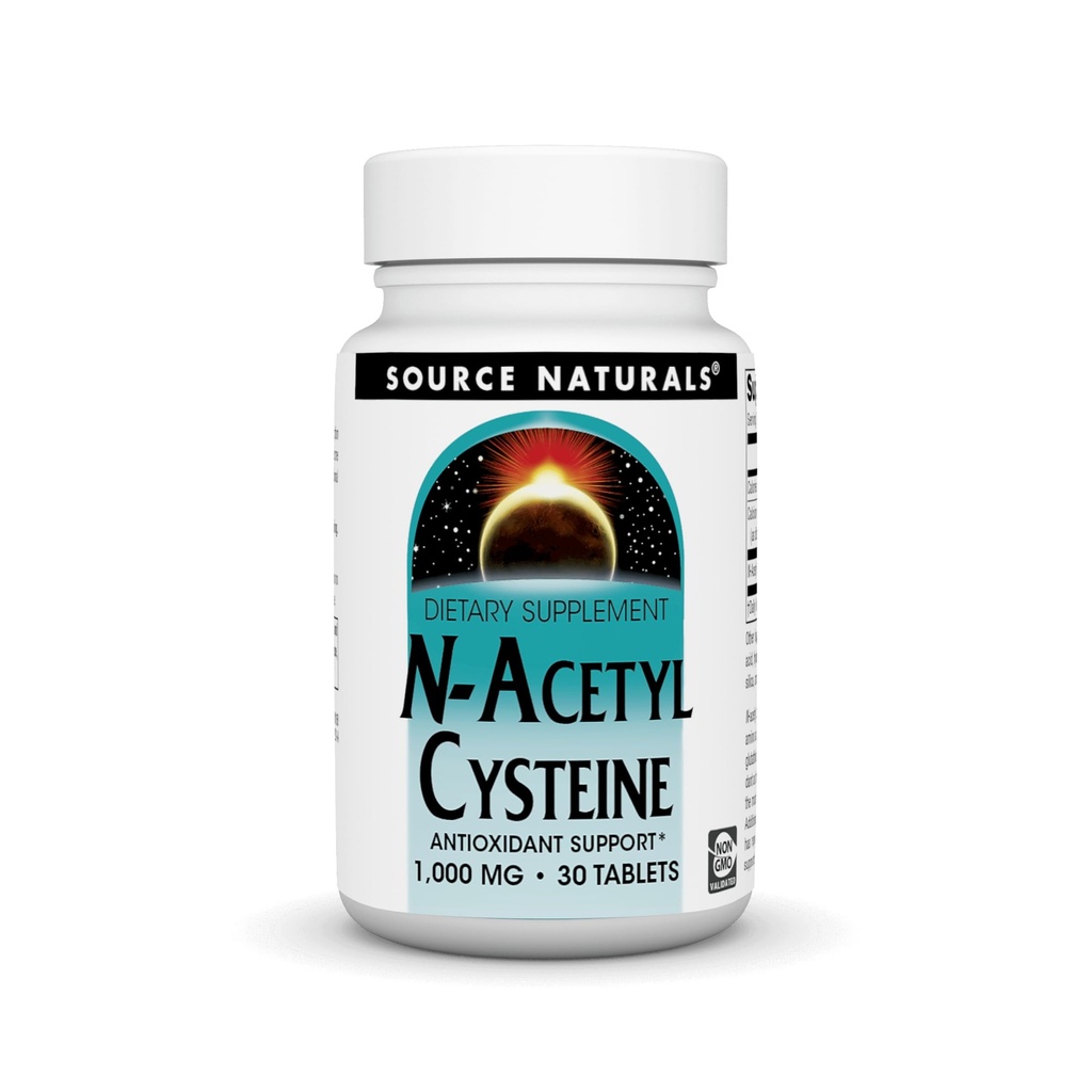 מקורות טבעיים N-Acetyl Cysteine Antioxidant תומך 1000 מ"ג תוספת דיאטנית תמיכה בריאות הנשימה* - 30 טבליות