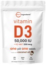 Micro Ingredients ויטמין D350,000 IU + K2 MK 7 200 mcg, 240 Softgels | שמן קוקוס בתולה | 2-in-1 העצם, Immune & Heart Support | Easy to Swallow, non-GMO