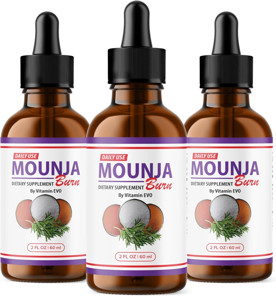 (3 Pack) Mounja Burn Drops - פורמולה רשמית - Mounja Burn Dietary Supplements, Mounja נוזל טיפות כוח מקסימלי הכולל תמיכה פורמולה MoujaBurn Mounja Burn מתקדם (3 בקבוקים)