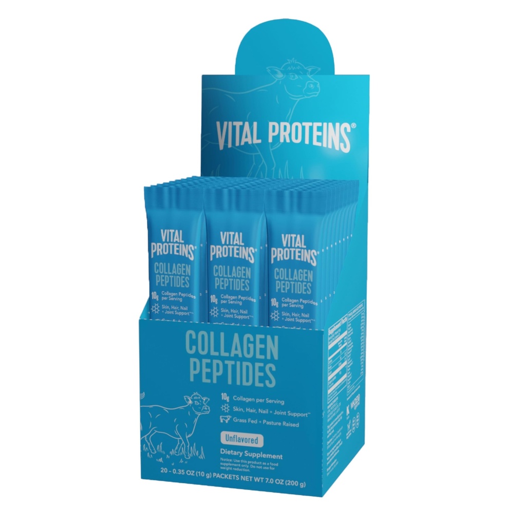 חלבונים Vital Collagen Peptides אבקת תוסף, hydrolyzed Collagen Peptides Travel Pack, 20 חבילות בודדות