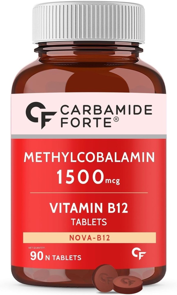 Generic Carb-Amide Forte ויטמין B12 טבליות 1500mcg - Active Form of Methylcobalamin B12 תוסף לגברים ונשים- 90 Veg Tablets