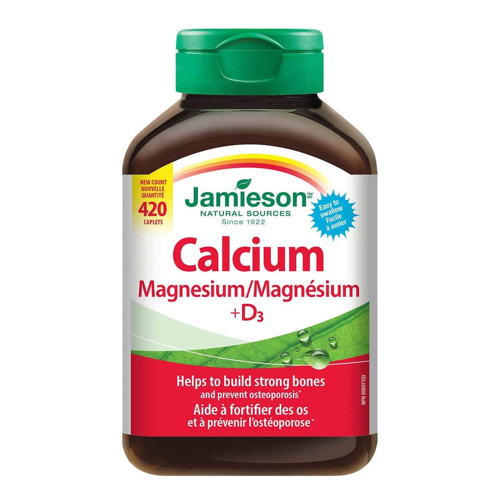 ג'יימיסון Calcium Magnesium עם ויטמין D3 Tablet, 420 caplets