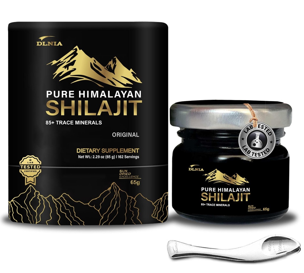 Shilajit Pure ההימלאיה אורגני Shilajit Resin תוסף זהב+ דרגה עם 85+ Trace מינרלים עם 75% Fulvic Acid, תמיכה כללית באנרגיה וחיסון, Pure Shilajit עבור גברים ונשים, 65g