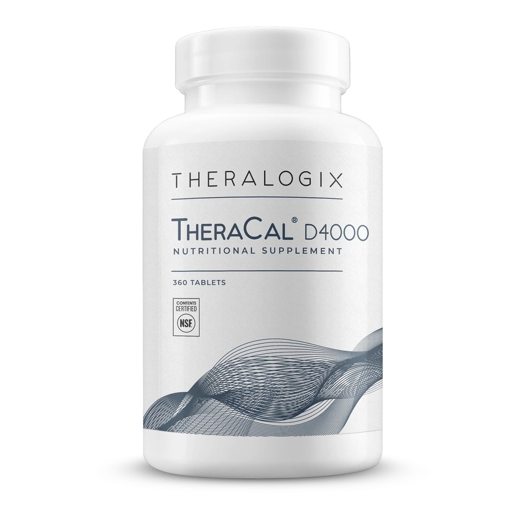 Theralogix TheraCal D - 4000 תמיכה בריאות העצם עם Calcium, Magnesium, ויטמין D3, ויטמין K2 & Boron * - 90 יום אספקה - NSF מוסמך - 360 טבליות