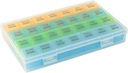 מארגנת גלולת גלולות חודשית 1 פעם ביום עם אבק Proof Case, תוספת גדולה 4 שבועות גלולת גלולת גלולות פעם ביום, 28 ימים Pill Container 1 Per Day, שבועי ויטמין מקרה, מארגנת תרופות יומי עבור שמן דגים